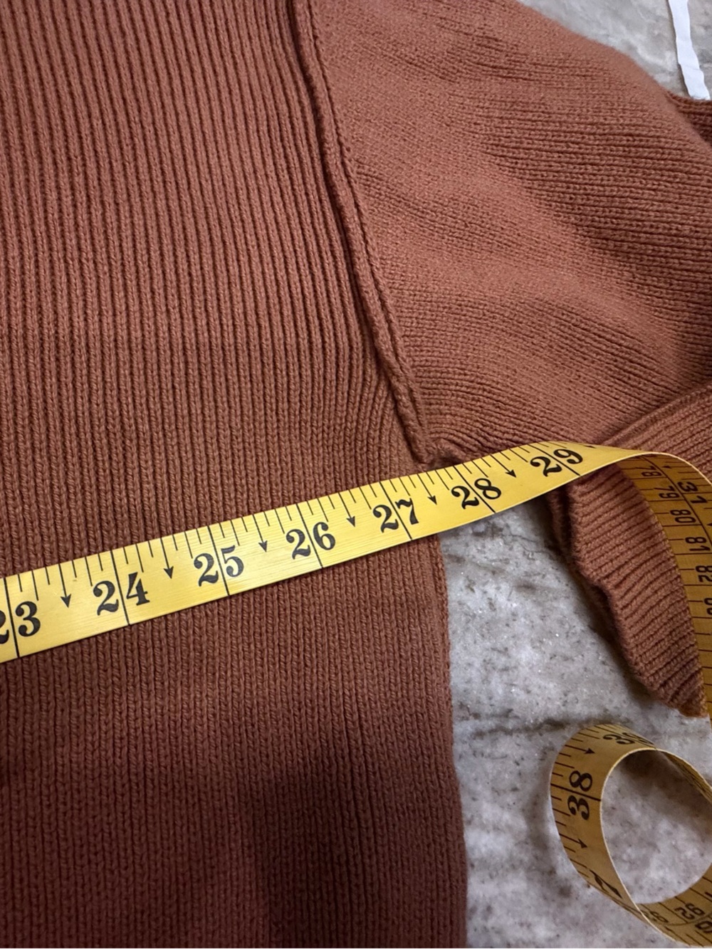 Zenana Outfitters Cropped Ribbed Turtleneck Sweater - Rust Brown - Picture 7 of 9